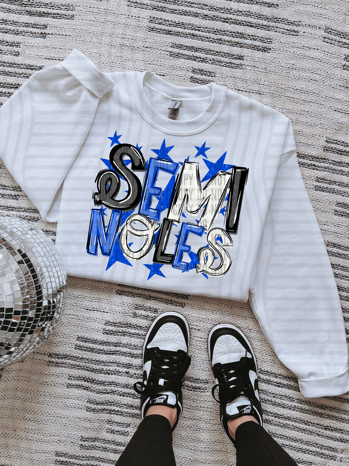 Seminoles black and blue with blue stars (caplinger) DTF Transfer