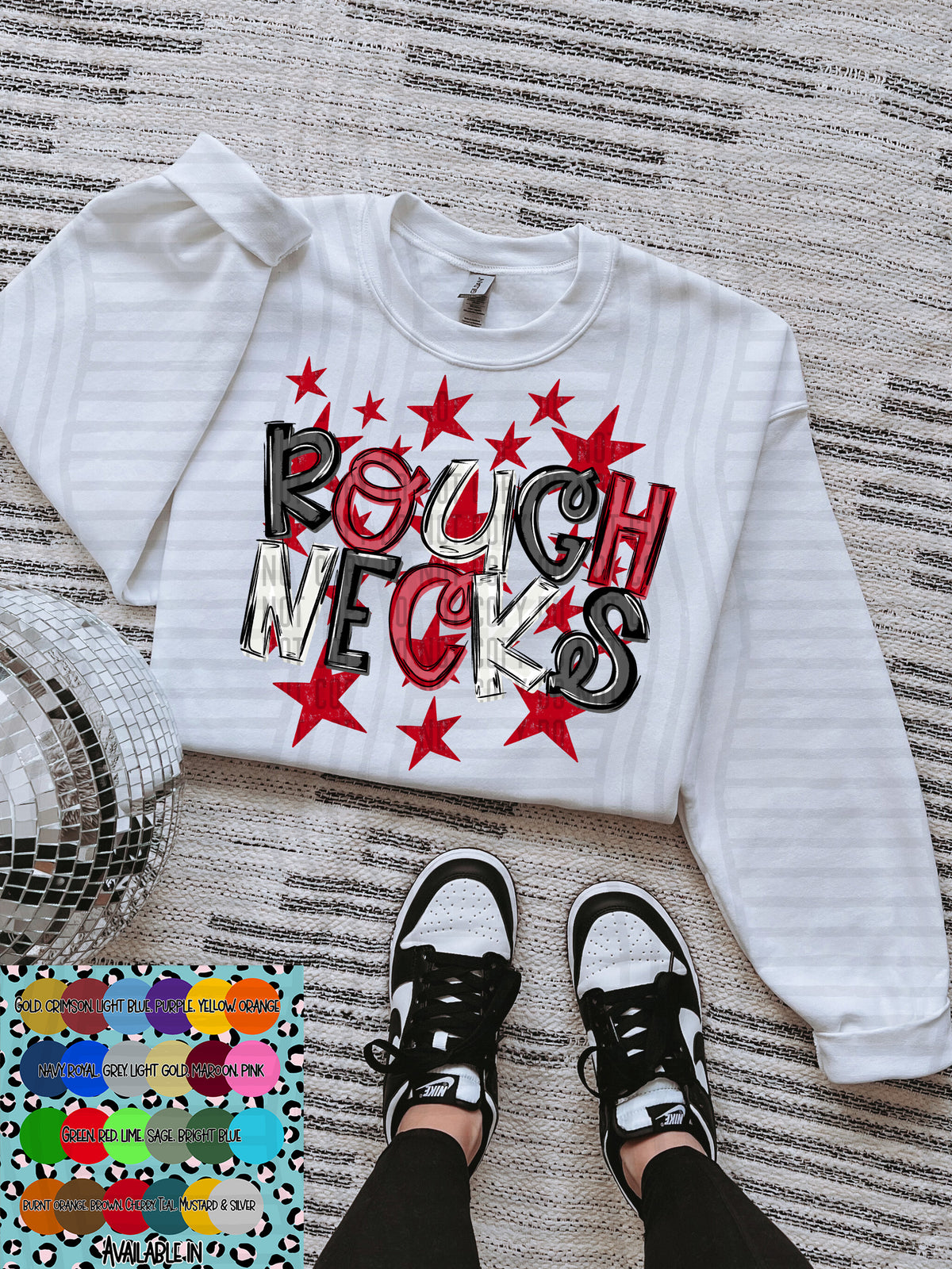 rough necks black white and red with red stars (Caplinger) DTF Transfer