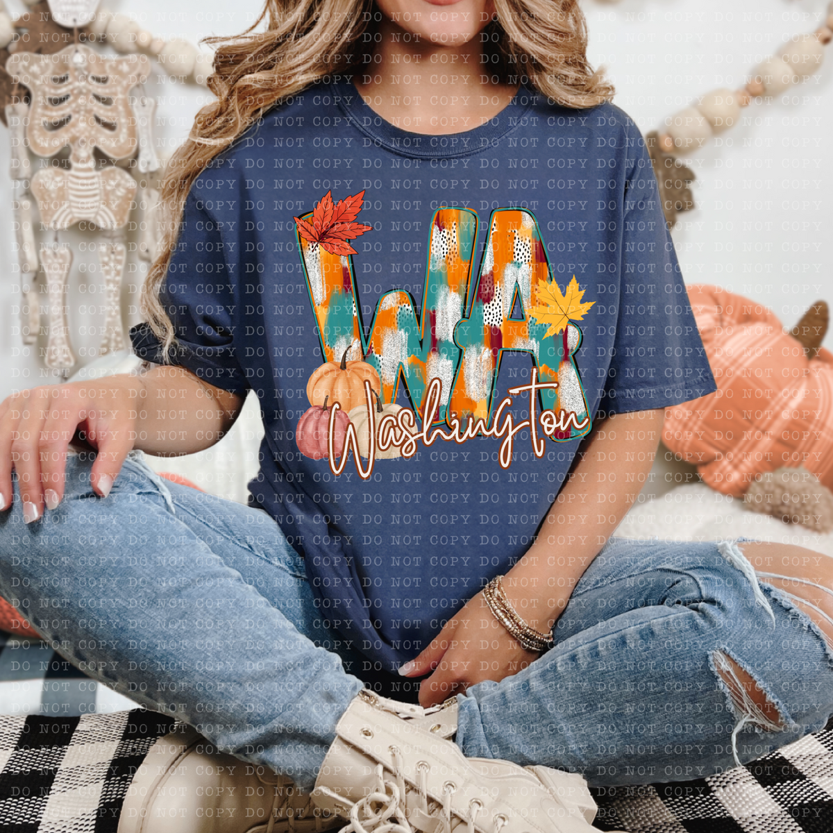 WA Washington Fall Watercolor 59817 DTF Transfer