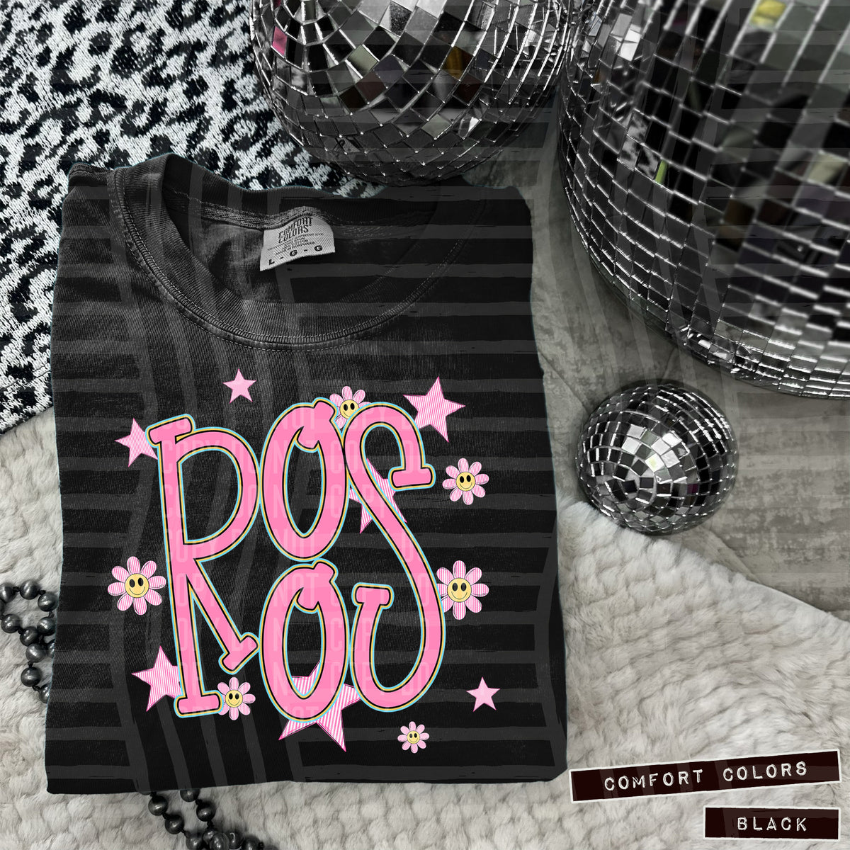 Roos Pink Flowers And Stars 108023 DTF transfer