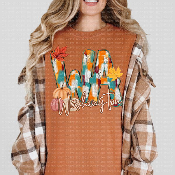 WA Washington Fall Watercolor 59817 DTF Transfer