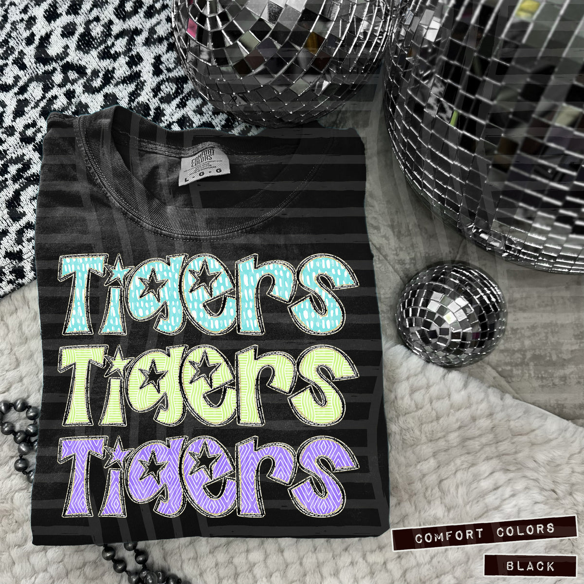Tigers Pastel Star Stacked (Caplinger) 101686 DTF transfer