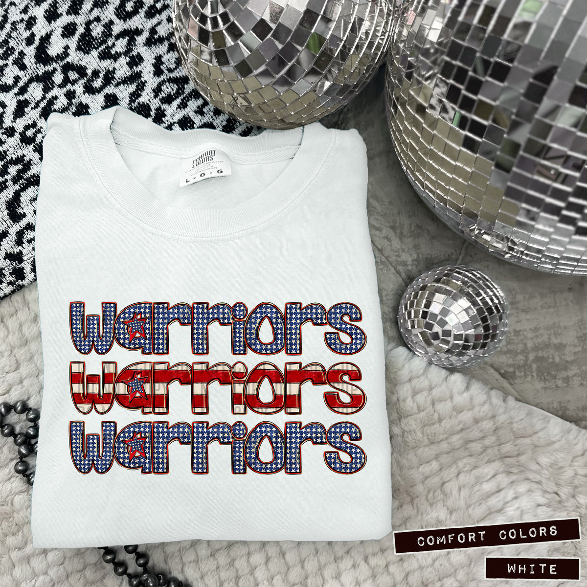 Warriors RWB stacked (Caplinger) DTF transfer