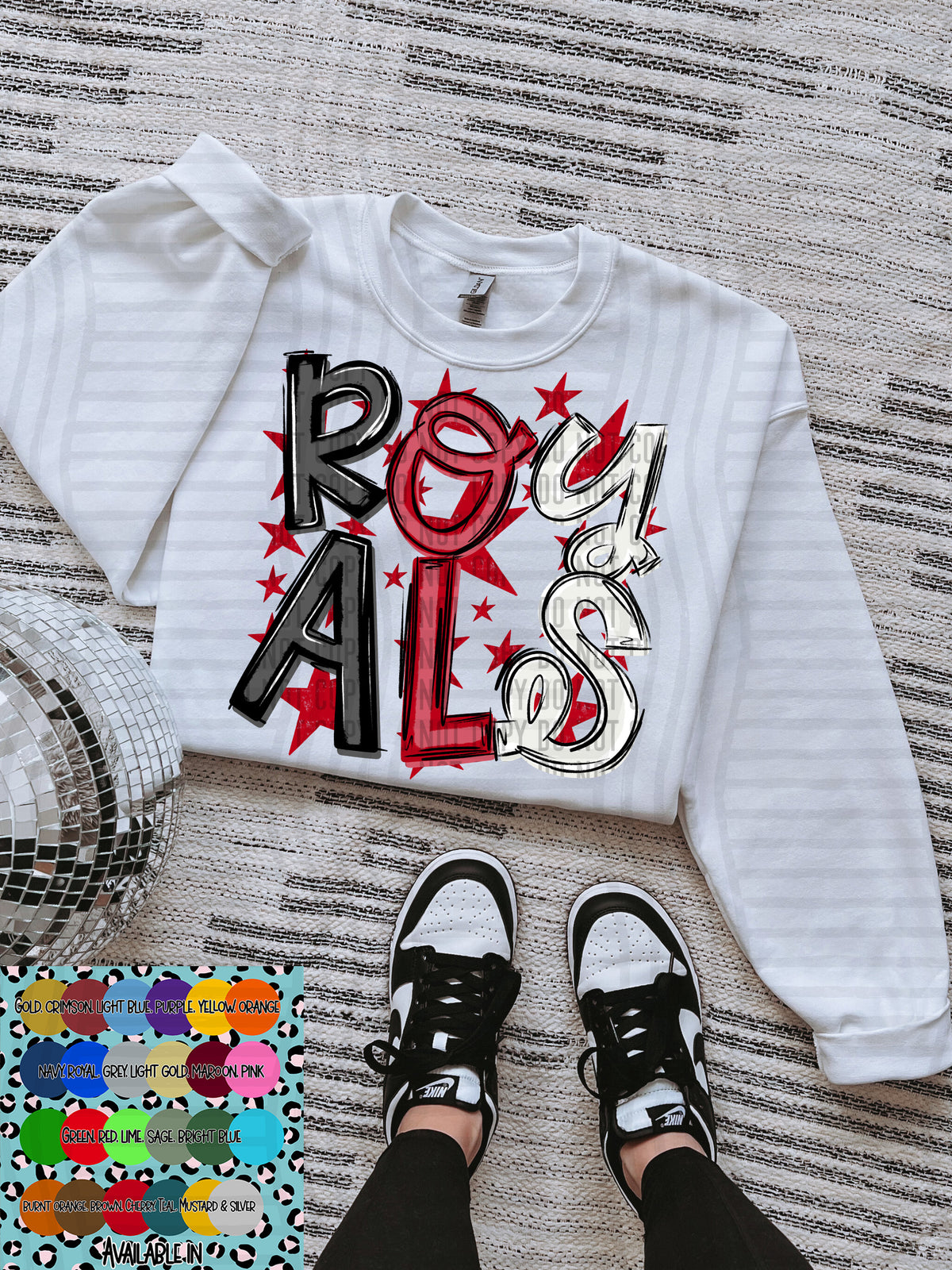 royals black white and red with red stars (Caplinger) DTF Transfer