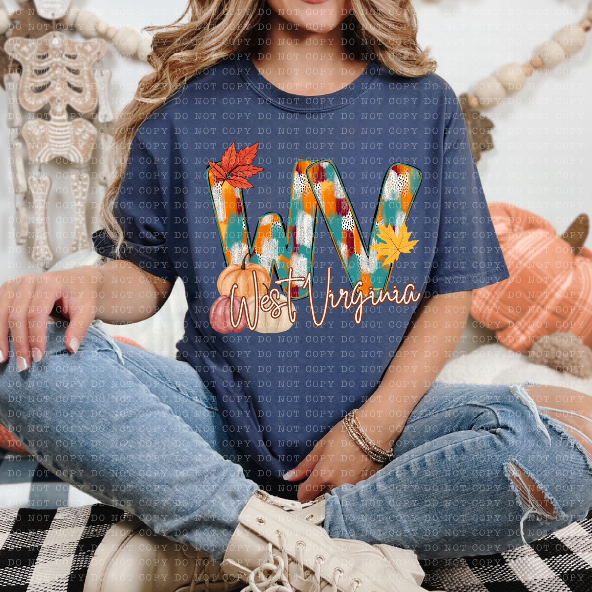 WV West Virginia Fall Watercolor 59818 DTF Transfer