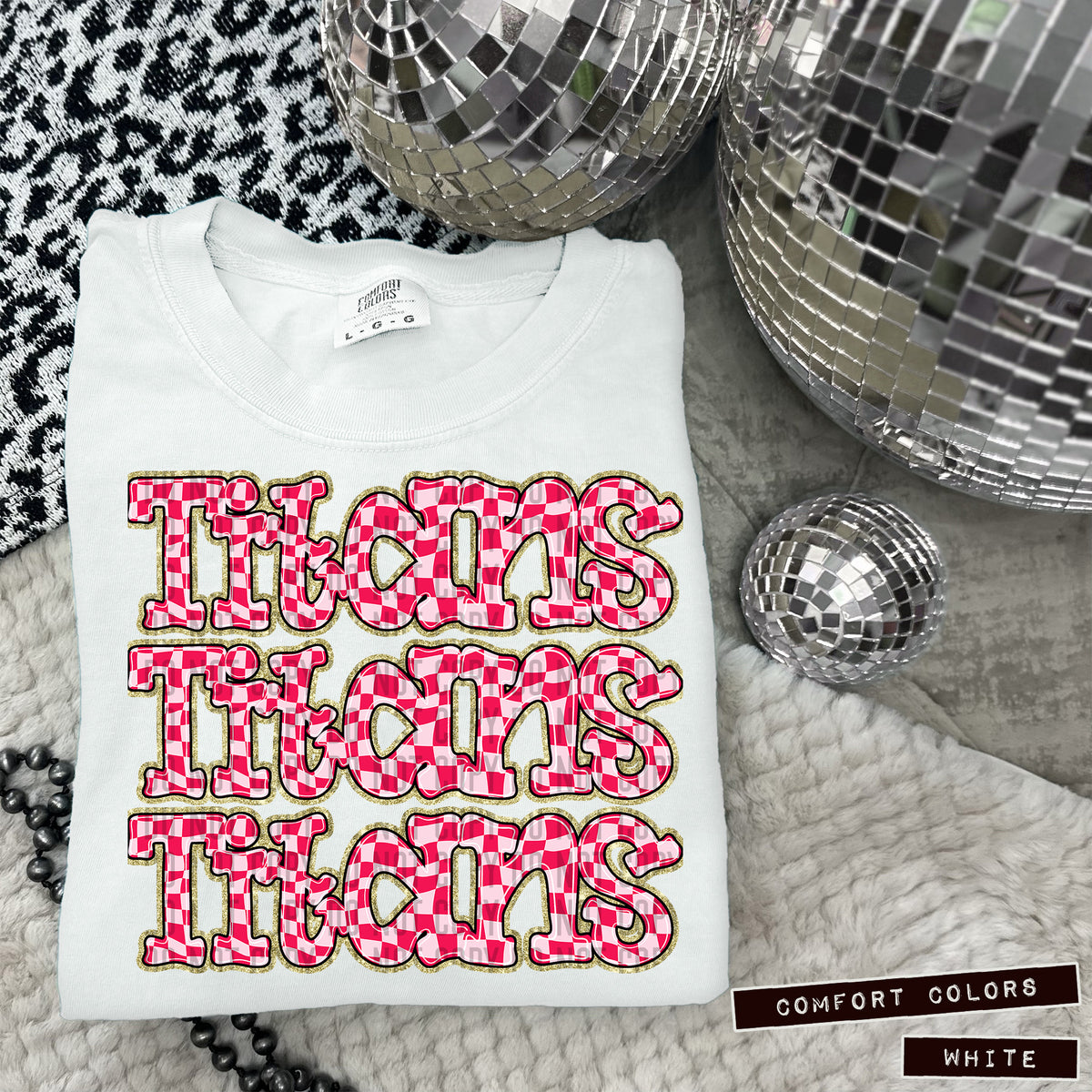 TITANS stacked pink checkered (Caplinger) DTF transfer