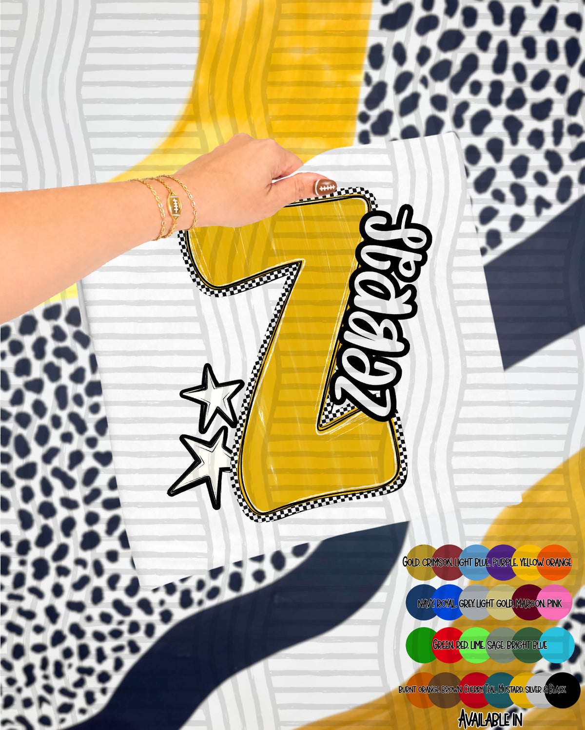 Zebras Checker Crush Yellow (Caplinger) DTF transfer