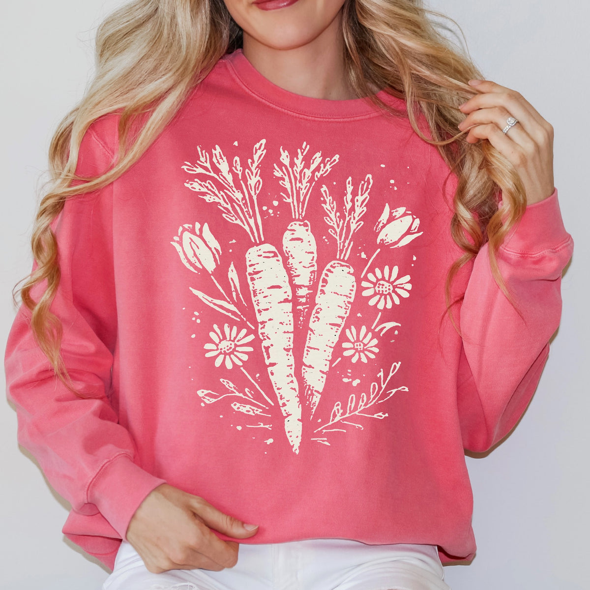 Carrots and tulip WHITE DTF Transfer