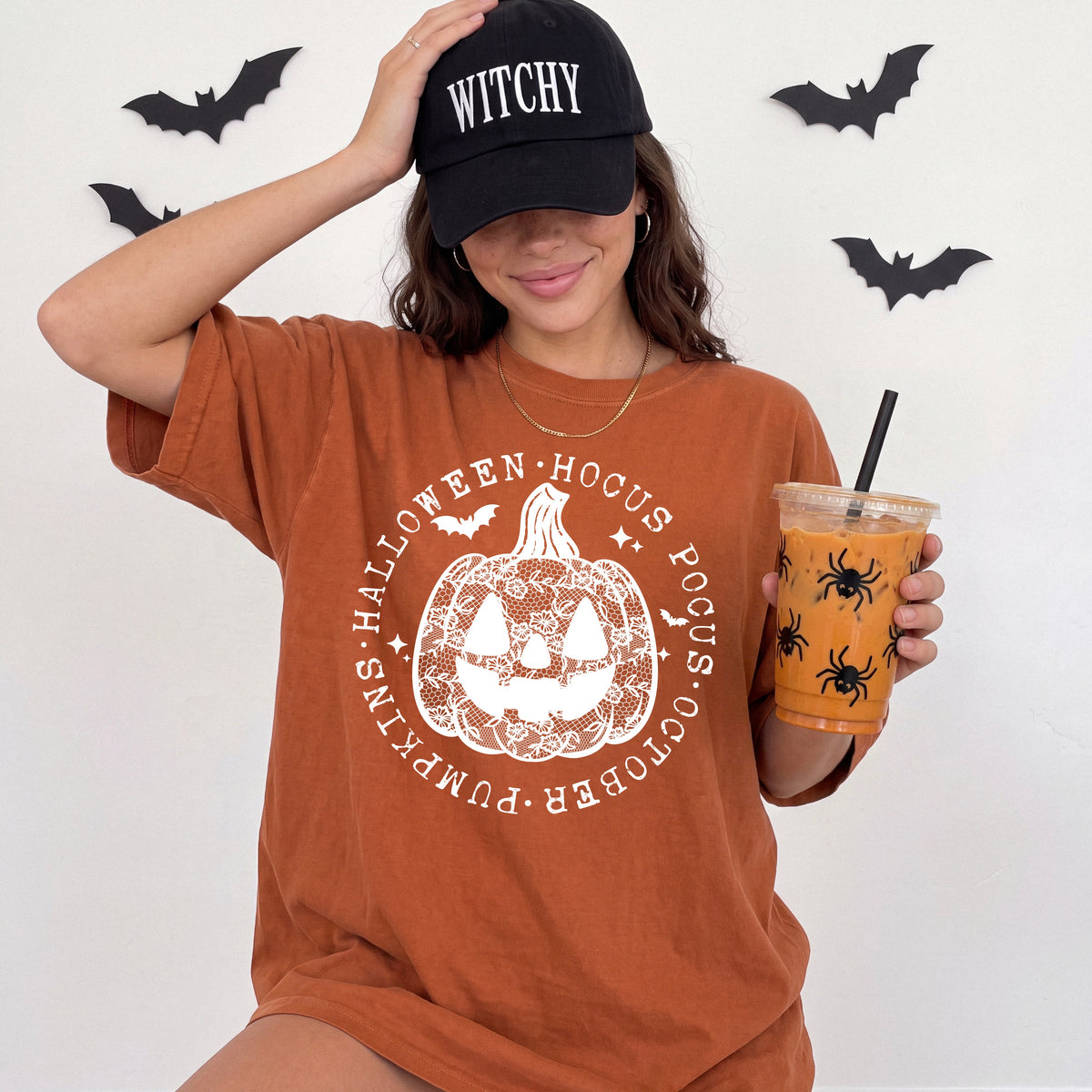 Lace pumpkin circle white (csc) DTF Transfer