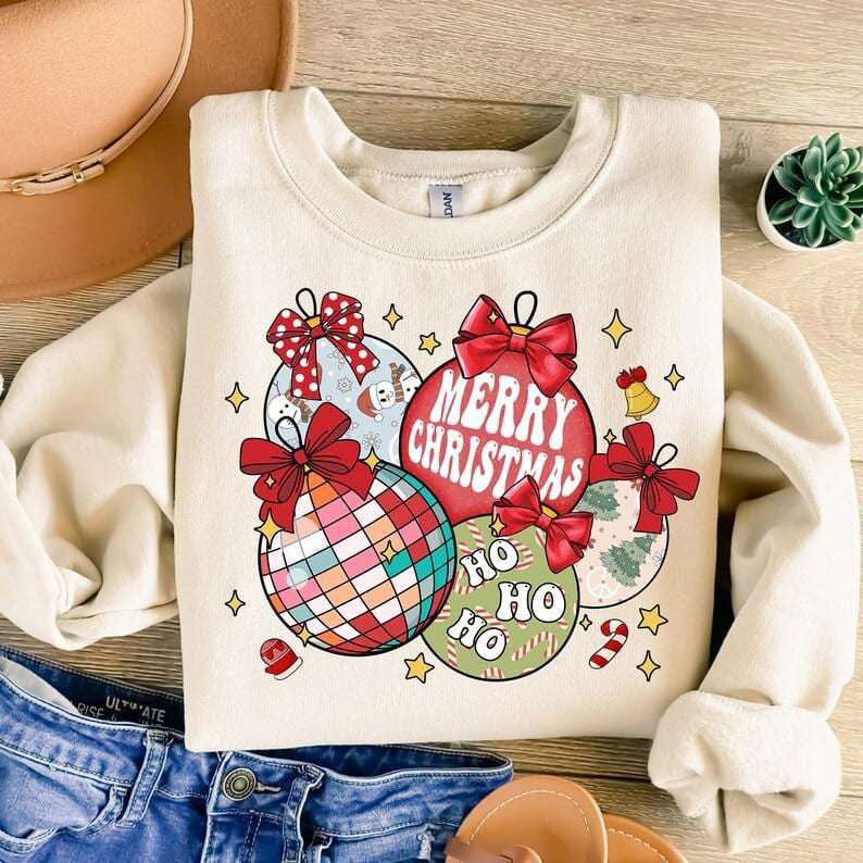 Merry Christmas groovy ornaments 67911 DTF transfer