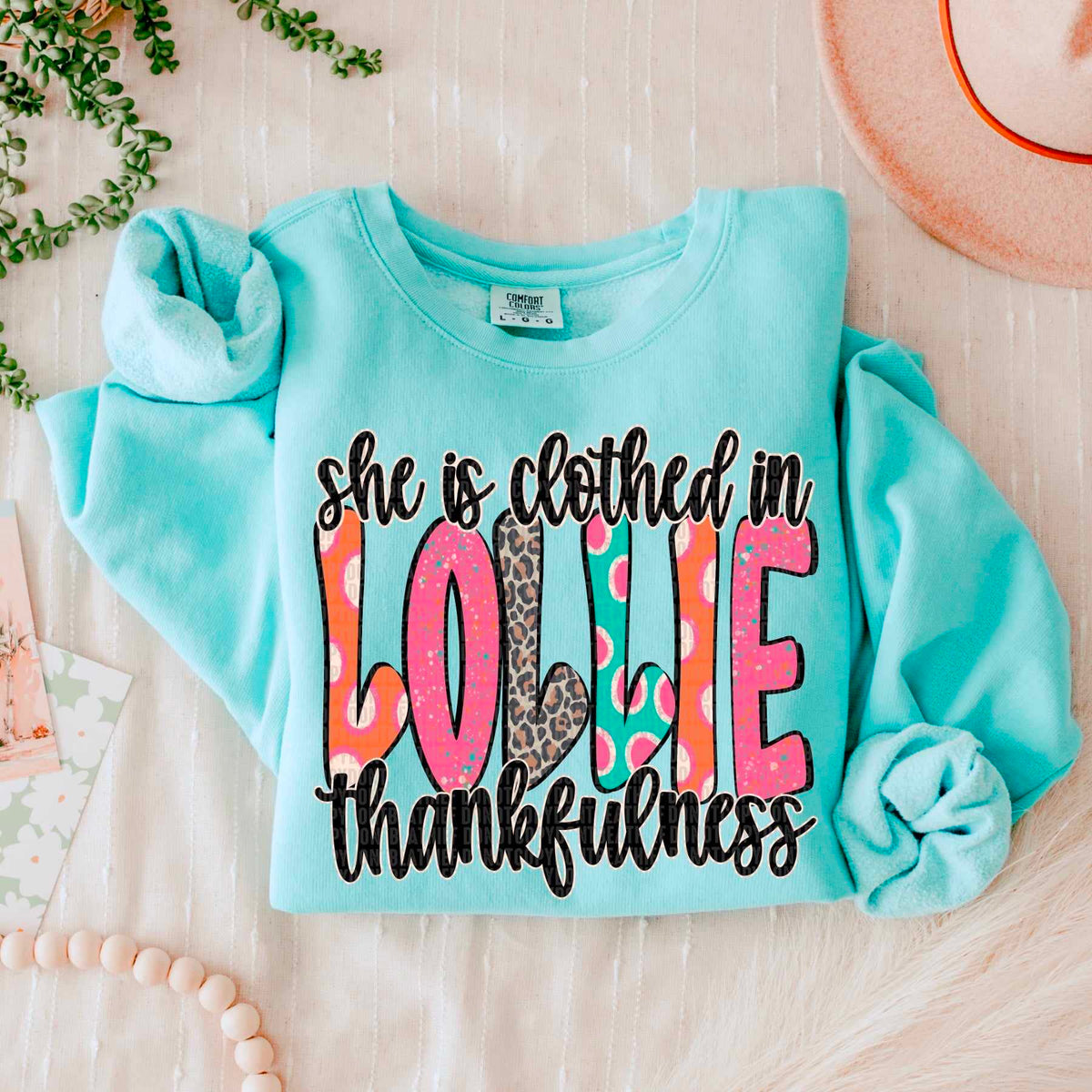 She is clothed in thankfulness lollie 53357 DTF transfers