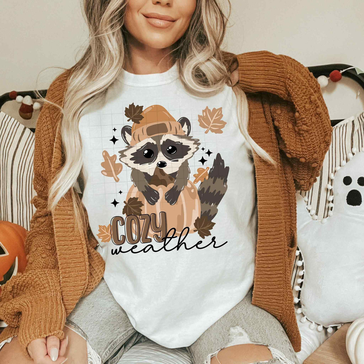 Cozy Weather Raccoon CSC DTF transfer