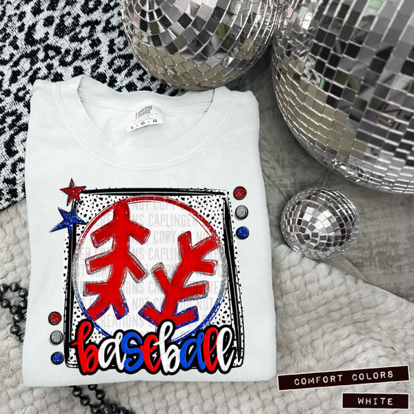 Baseball blue and red font 95940 DTF transfer