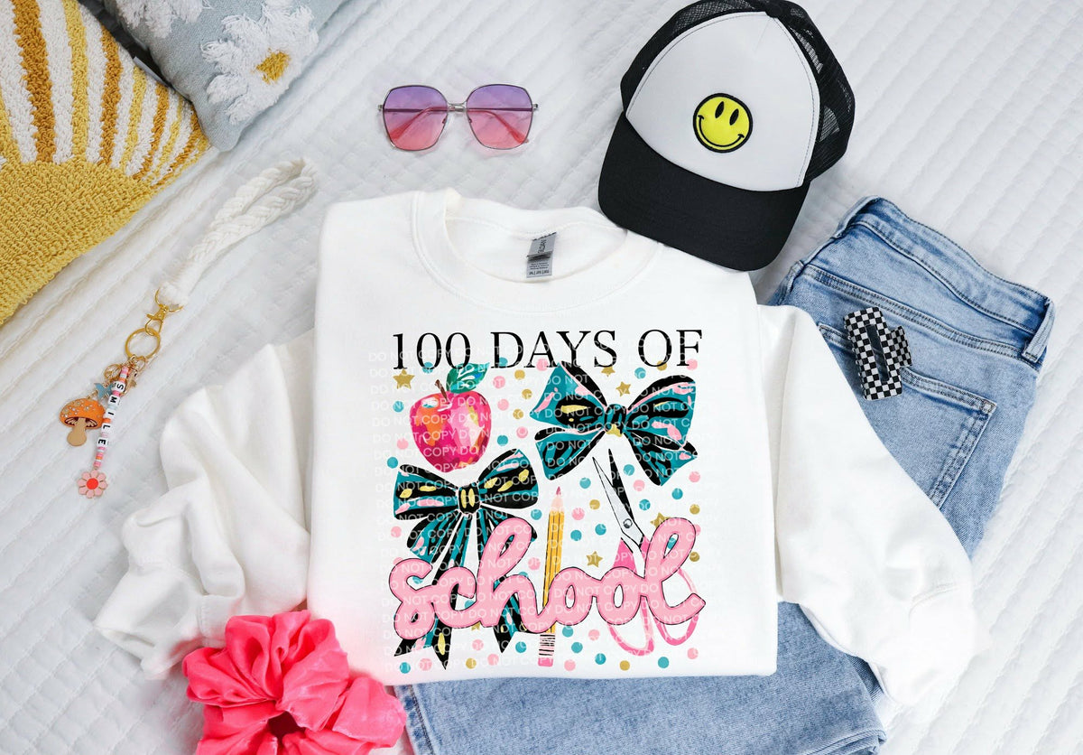 100 days of school bow Apple (Scg) DTF transfer