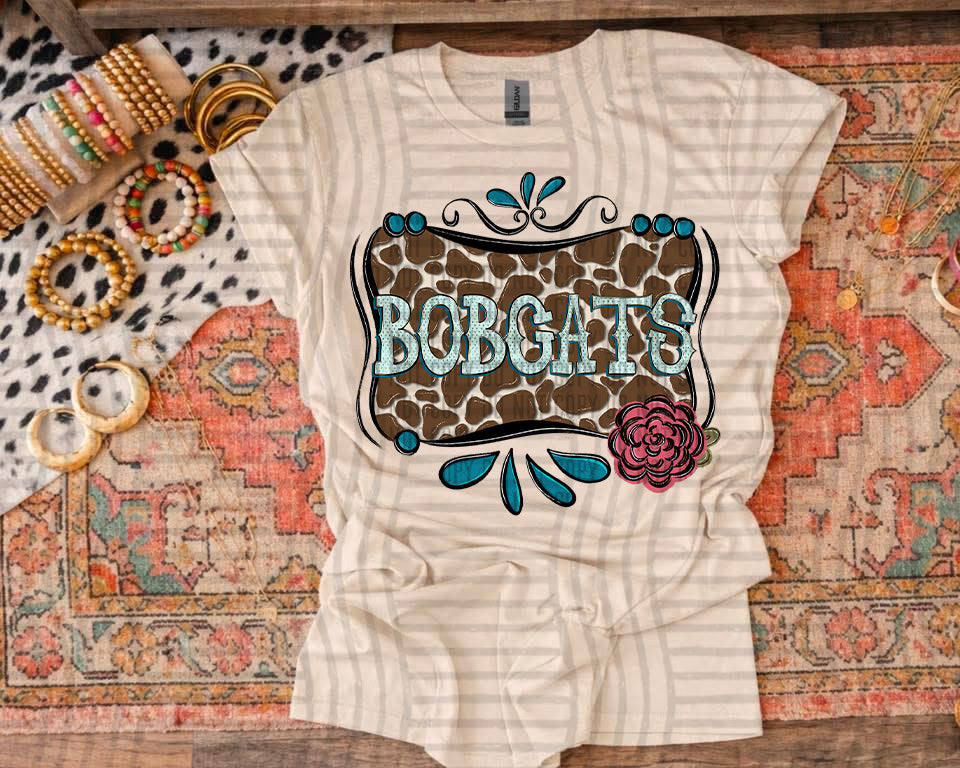 Bobcats cowhide & turquoise (Caplinger) DTF transfer