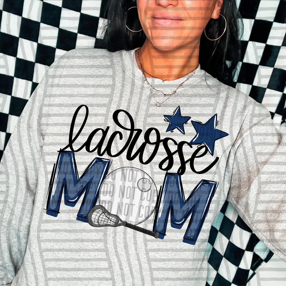 lacrosse mom navy stars (Caplinger) DTF transfer