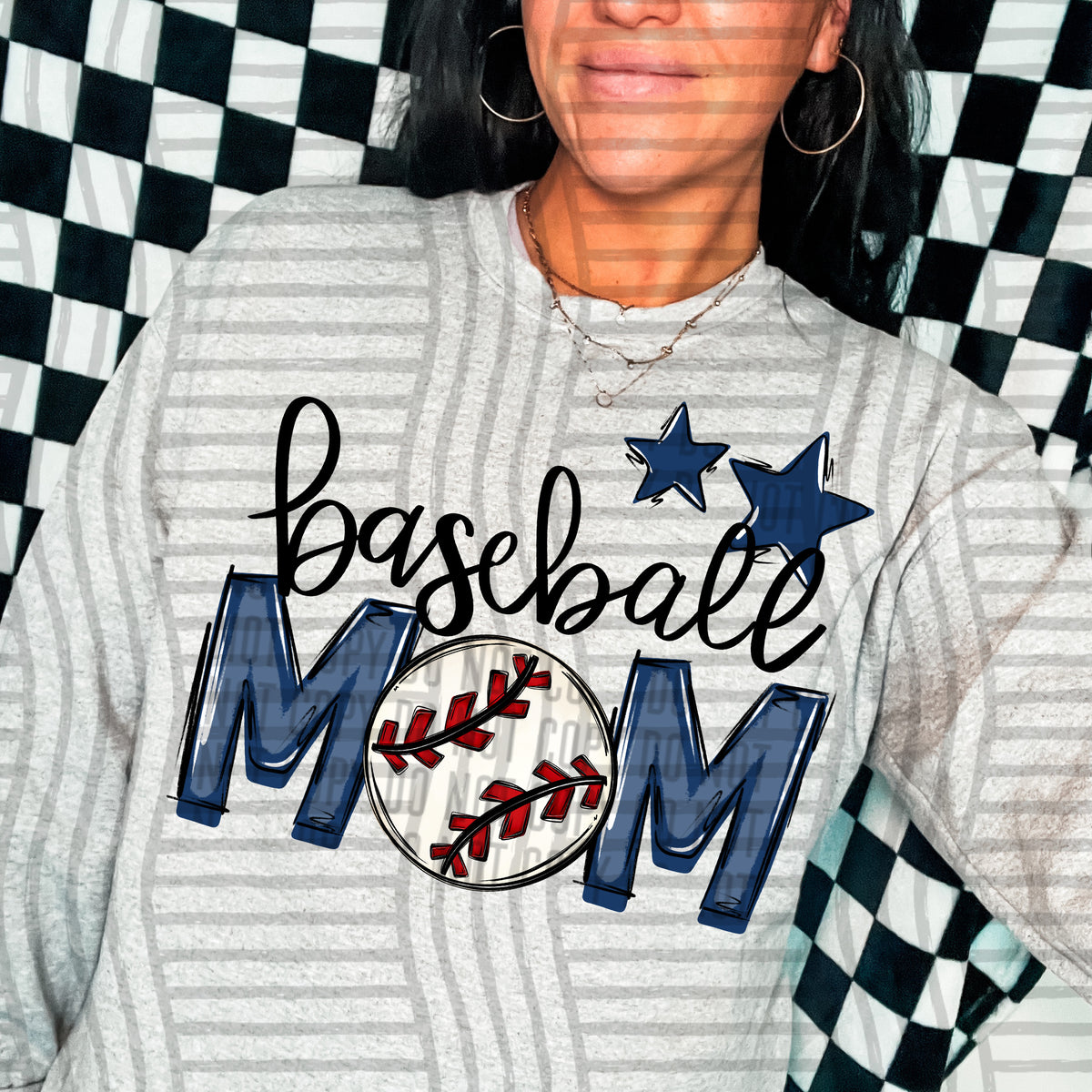 baseball mom navy stars (Caplinger) DTF transfer