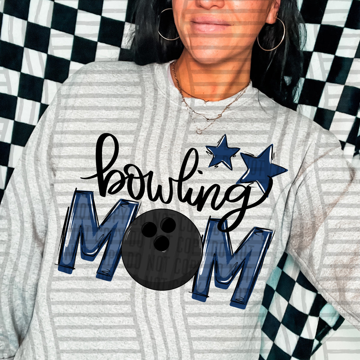 bowling mom navy stars (Caplinger) DTF transfer