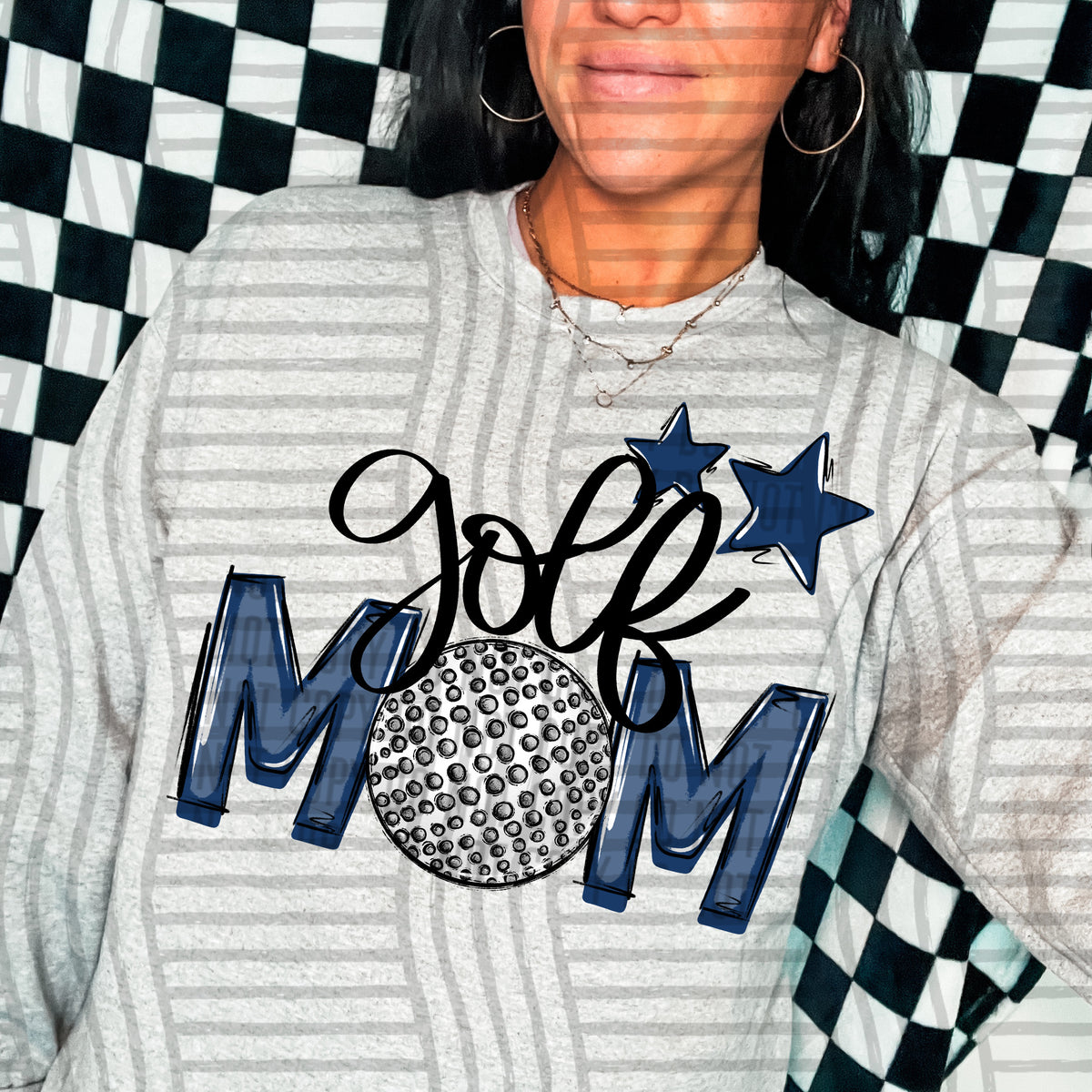 golf mom gray navy stars (Caplinger) DTF transfer