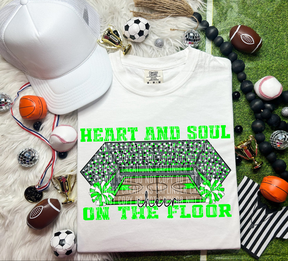 Heart and Soul on the floor Cheer Lime Green (Caplinger) DTF transfer