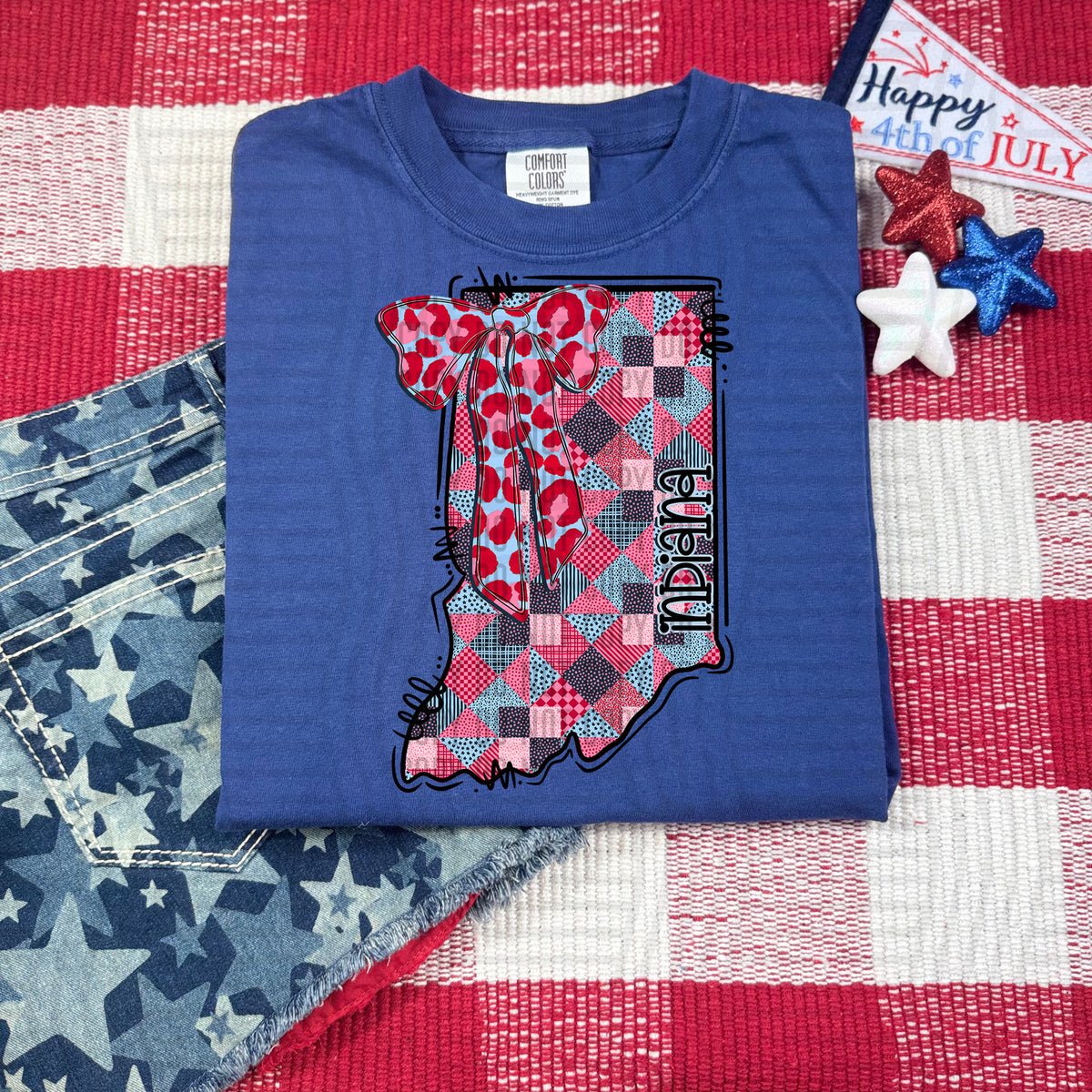 Indiana RWB faux patchwork (Caplinger) dtf transfer