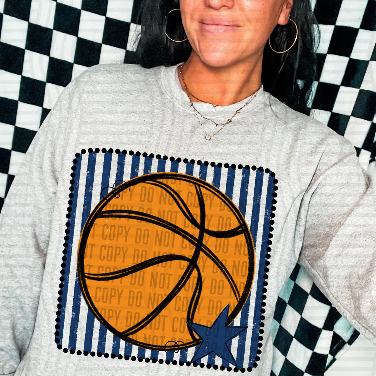 Basketball navy striped frame (Caplinger) DTF transfer