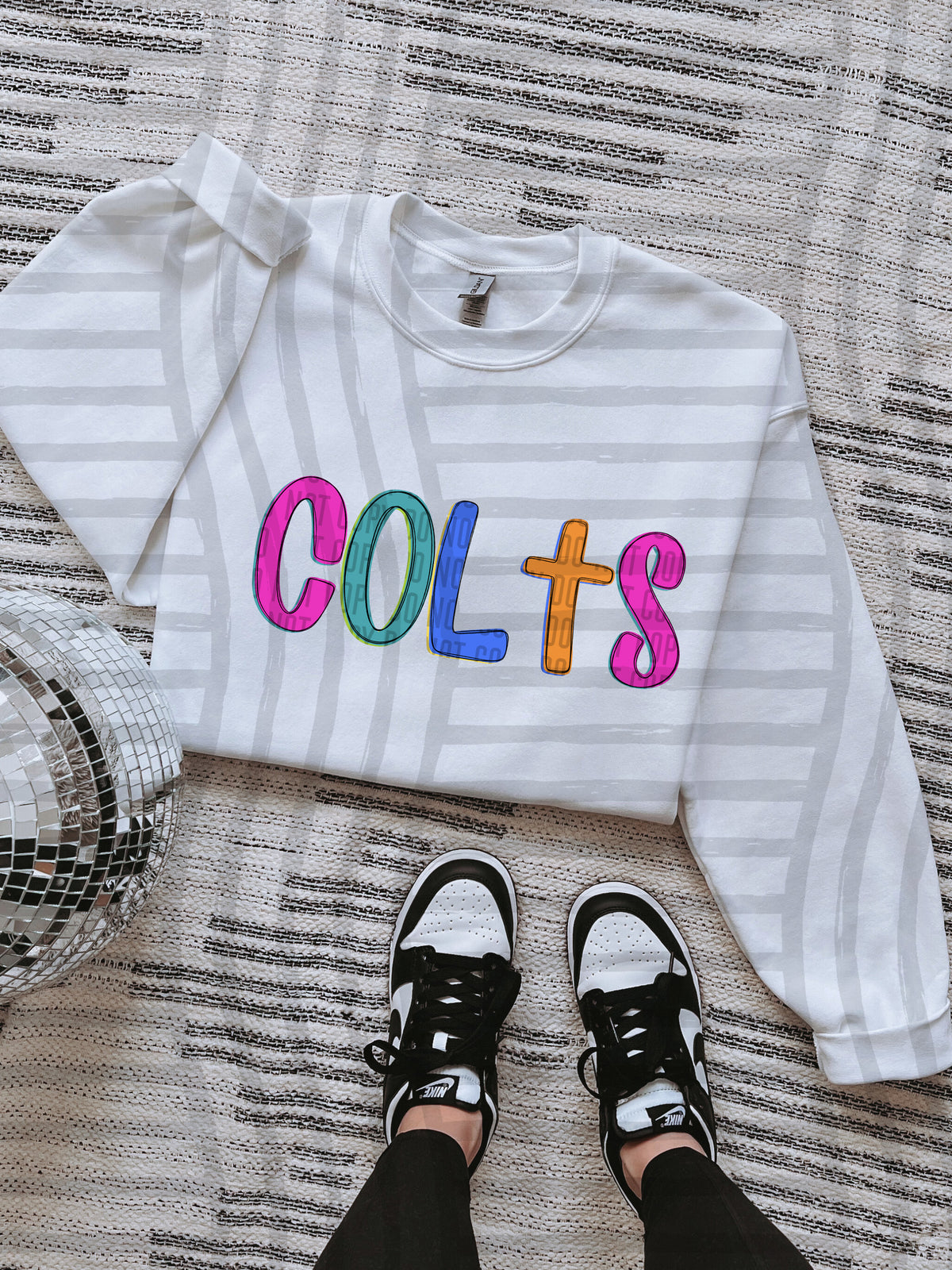 green, blue, pink and orange colts stacked (Caplinger) DTF Transfer