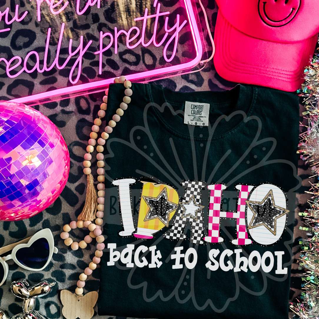 idaho back to school patterned letters (vehement) DTF Transfer