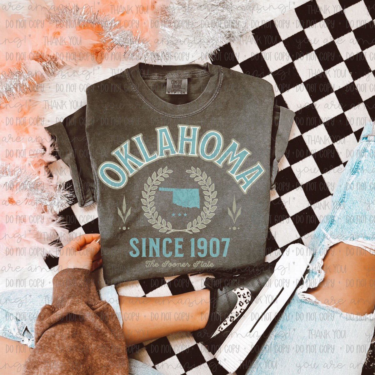 Teal Varsity Letter States (OHDD) DTF transfers