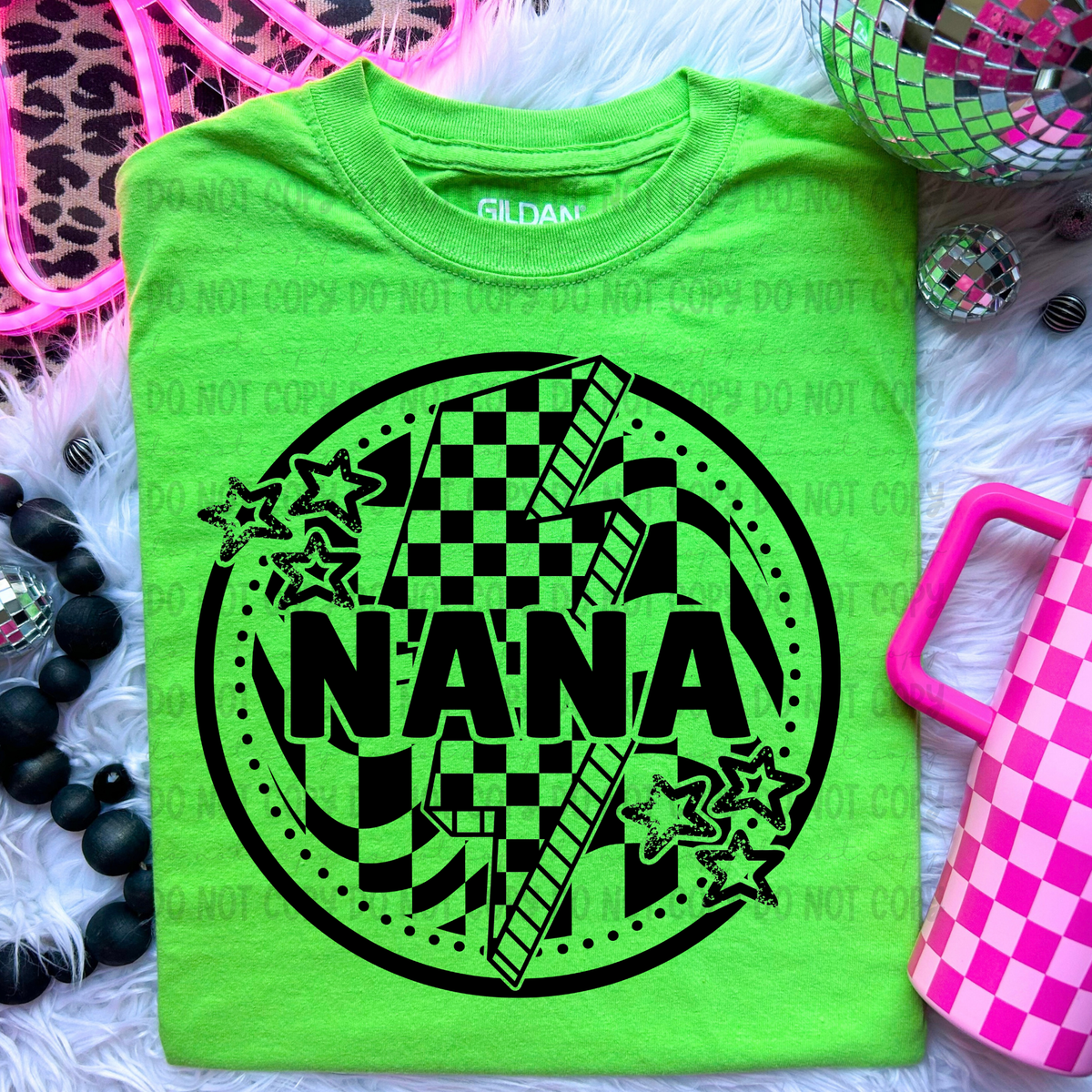 Nana Black Checkered Bolt (REVEL) DTF transfer