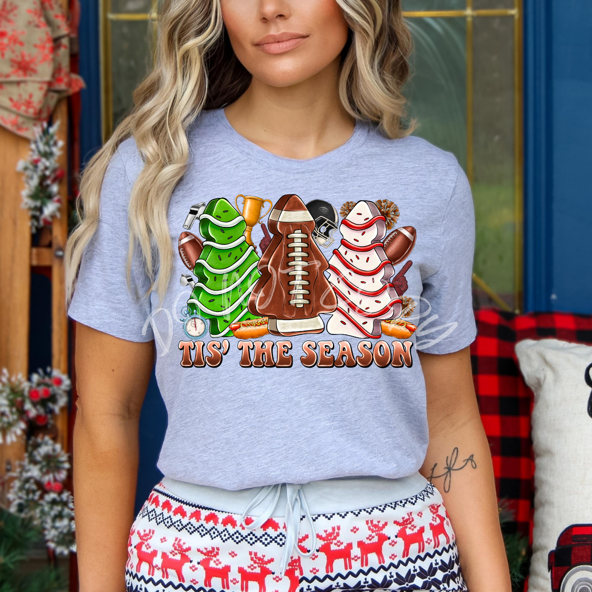 Tis' The Season Football Cupcake Tree (RD) DTF Transfer