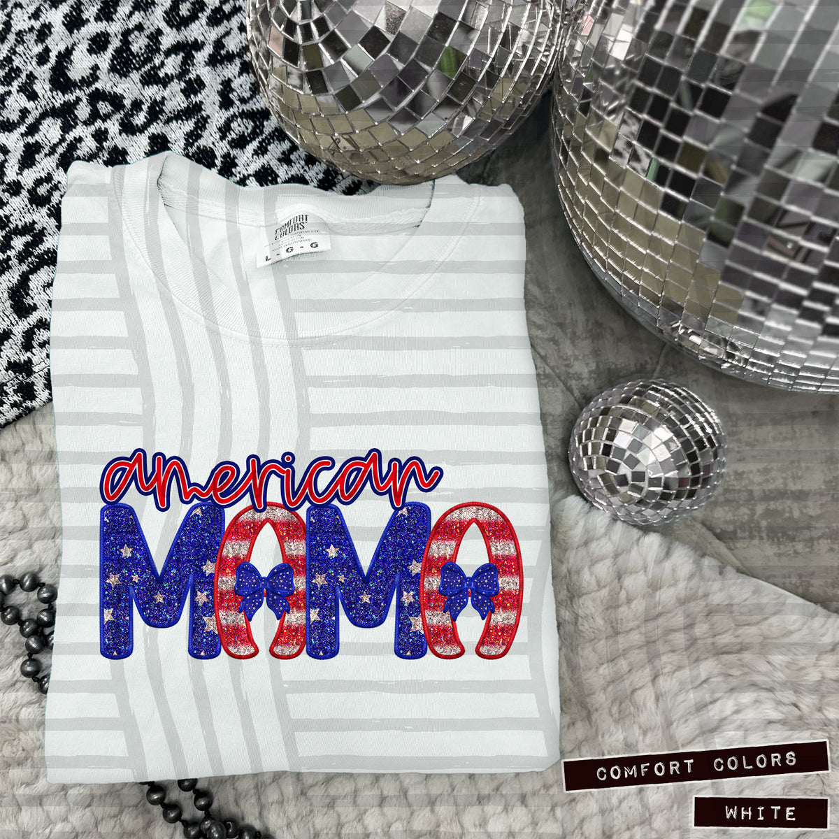 American Mama with blue bows (Caplinger) 102789 DTF transfer
