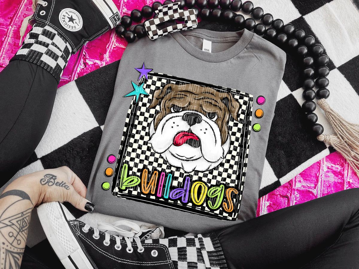 Checkered Preppy Bright Bulldogs Brown (Caplinger) DTF transfer