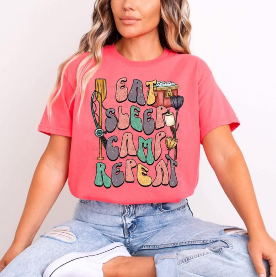 Eat sleep camp repeat (C’s) 95795 DTF transfer