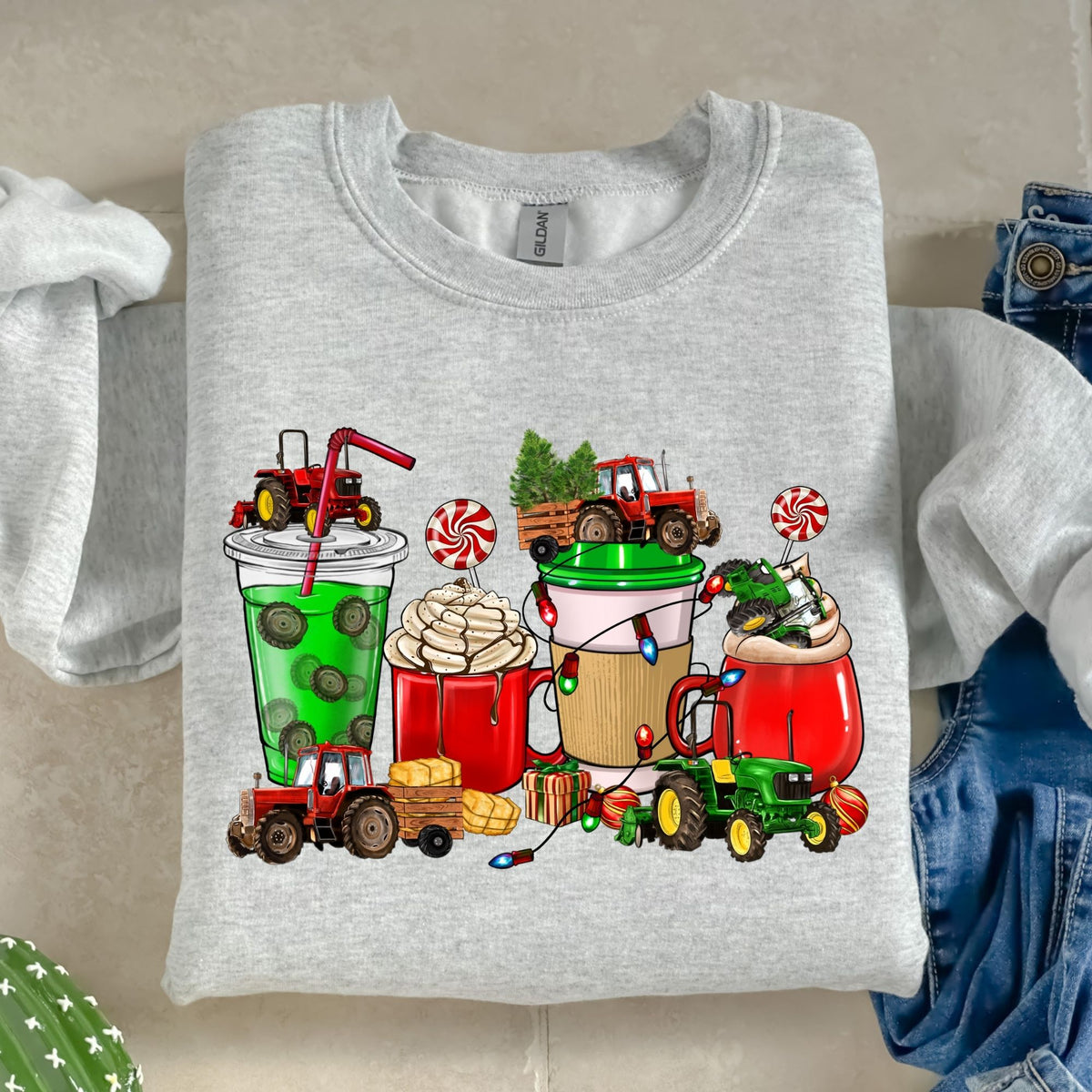 Christmas Tractor Coffee-38592-DTF transfer