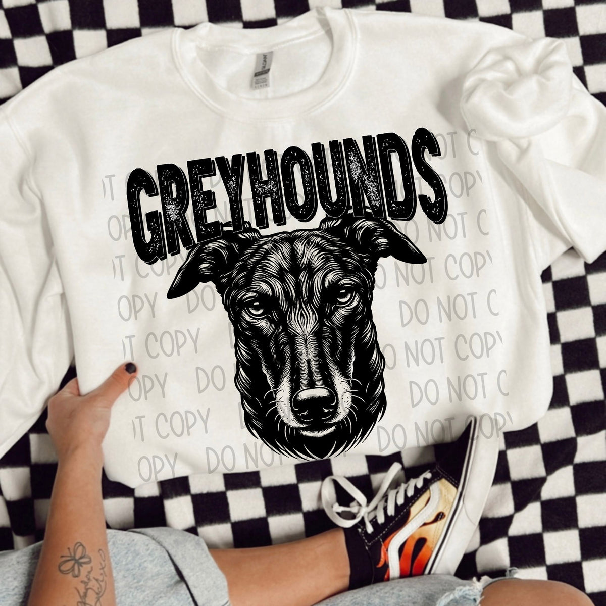 Greyhounds black/white outline DTF transfer