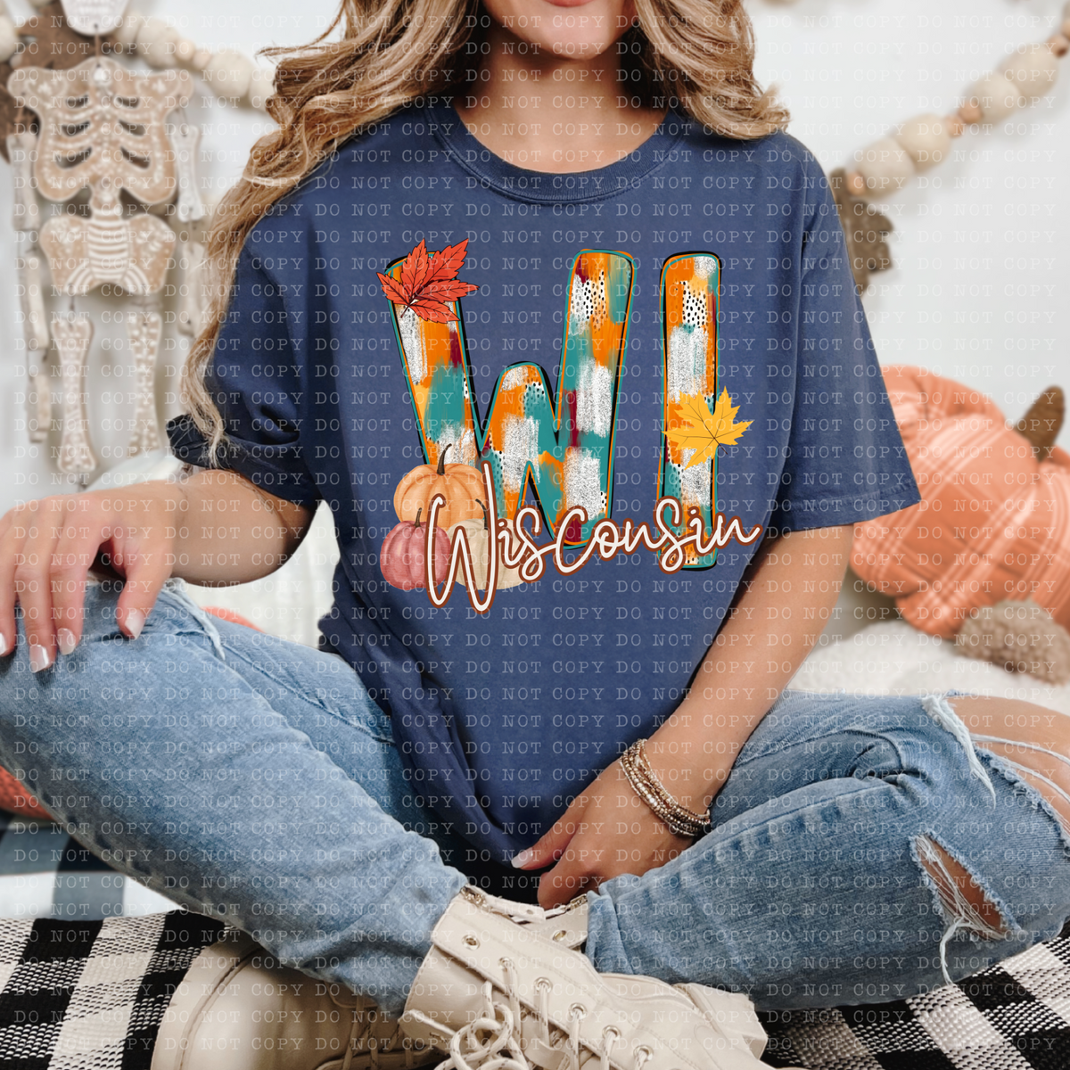 WI Wisconsin Fall Watercolor 59819 DTF Transfer