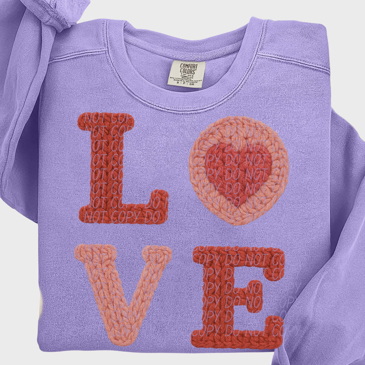 Faux crochet love with heart (city) DTF transfer
