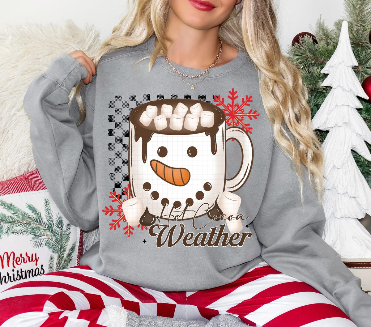 Hot Cocoa Weather black checker (Linda) DTF Transfer