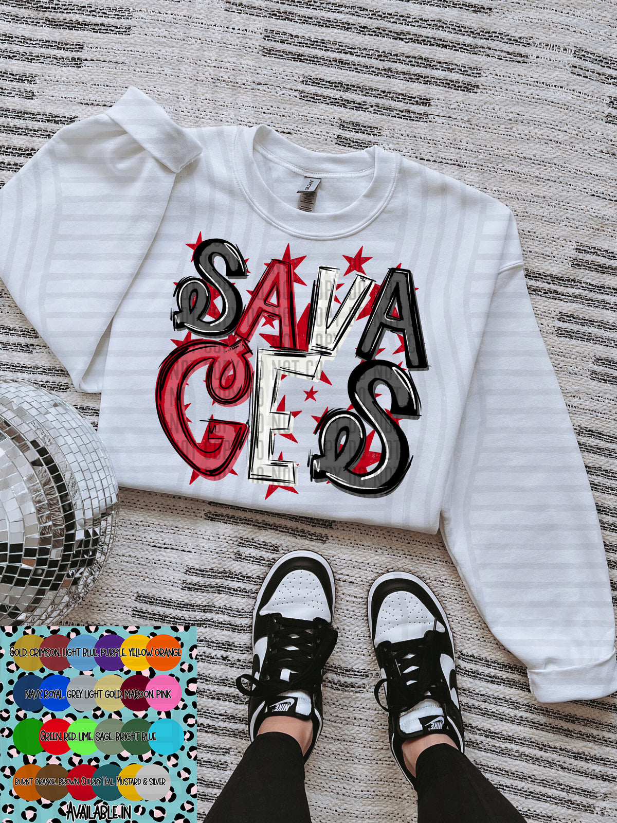 savages black white and red with red stars (Caplinger) DTF Transfer