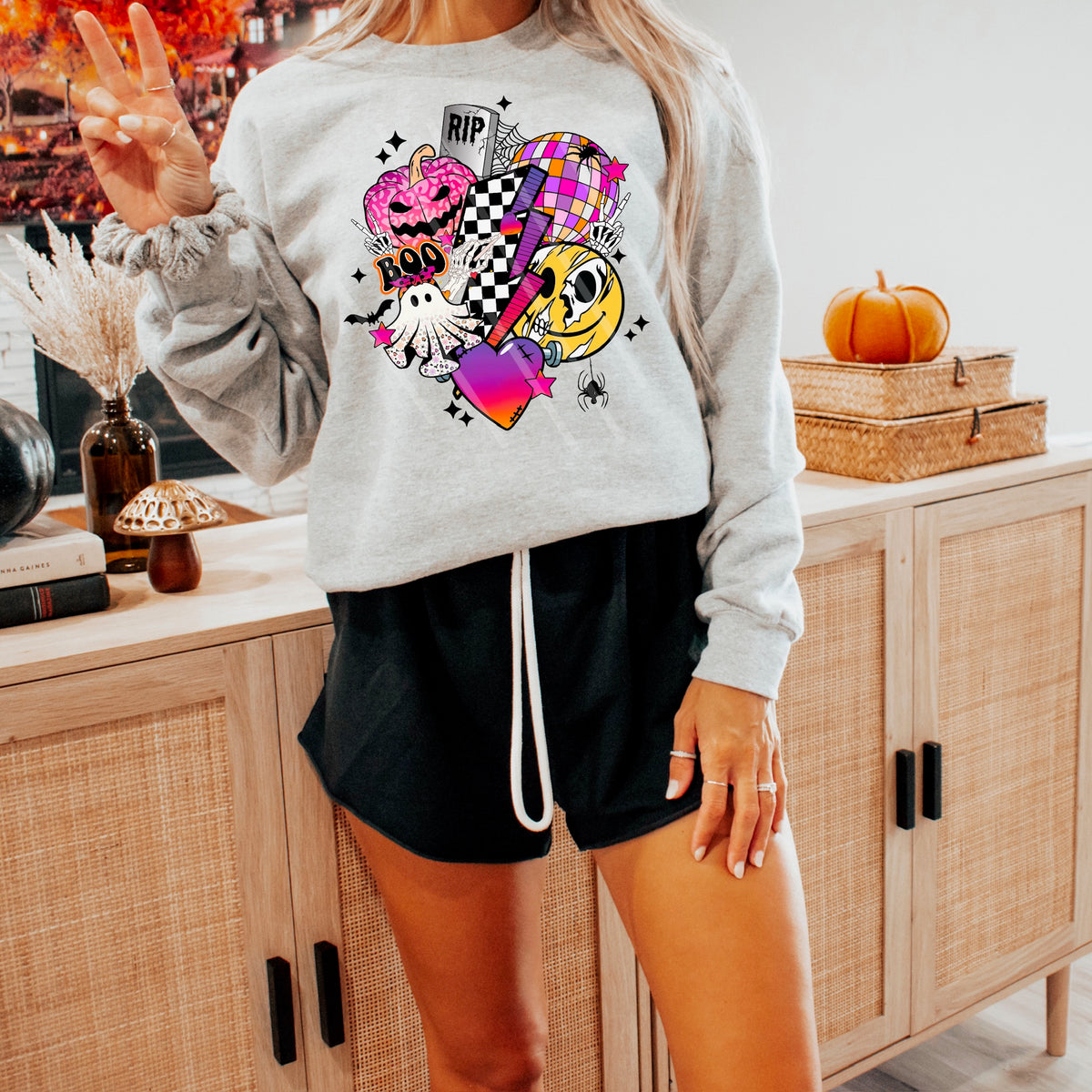 Spooky lightning bolt collage 113942 DTF transfer