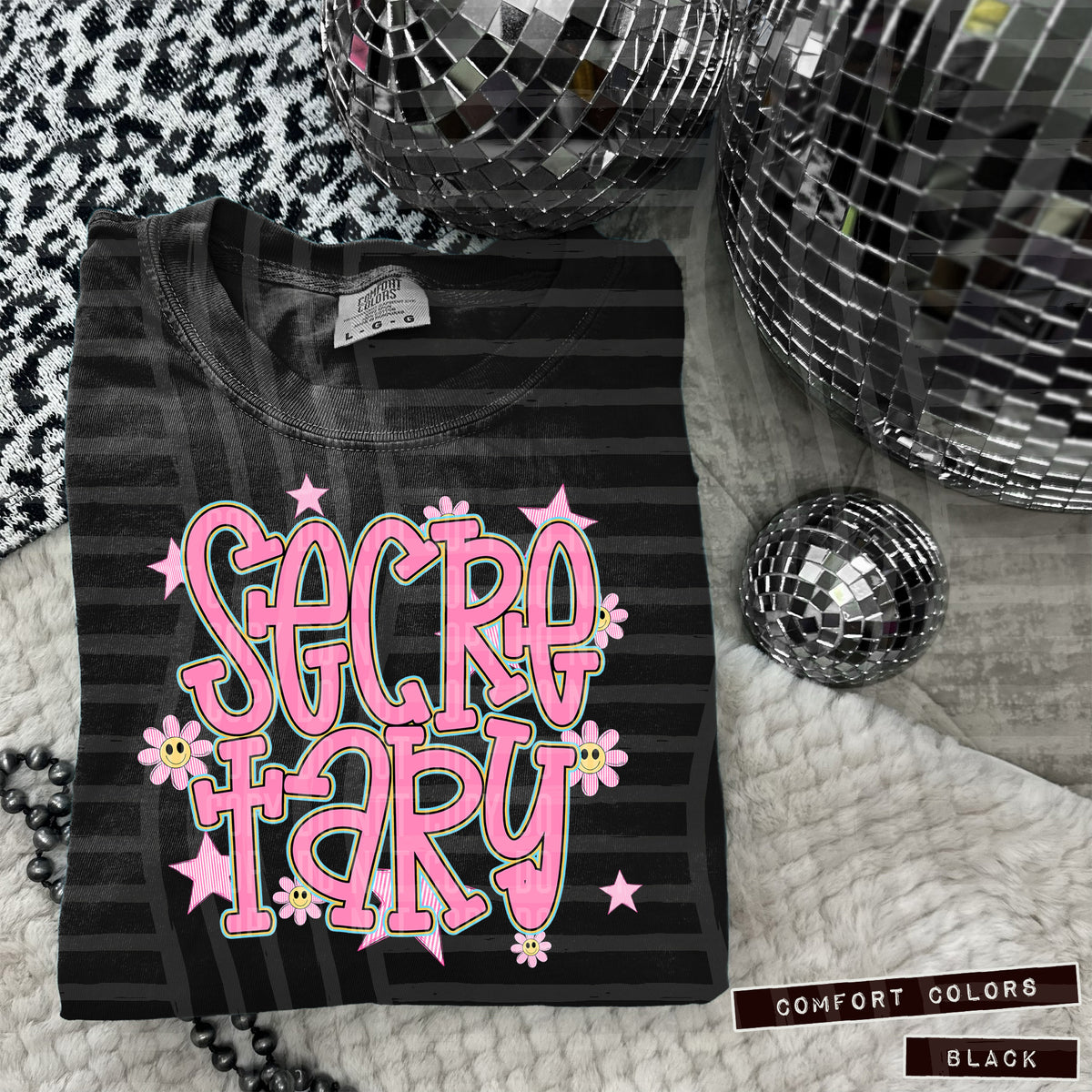 Secretary Pink Flowers And Stars 108029 DTF transfer