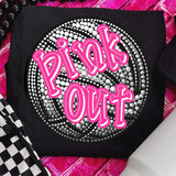 Pink out rhinestone volleyball 53620 DTF transfer