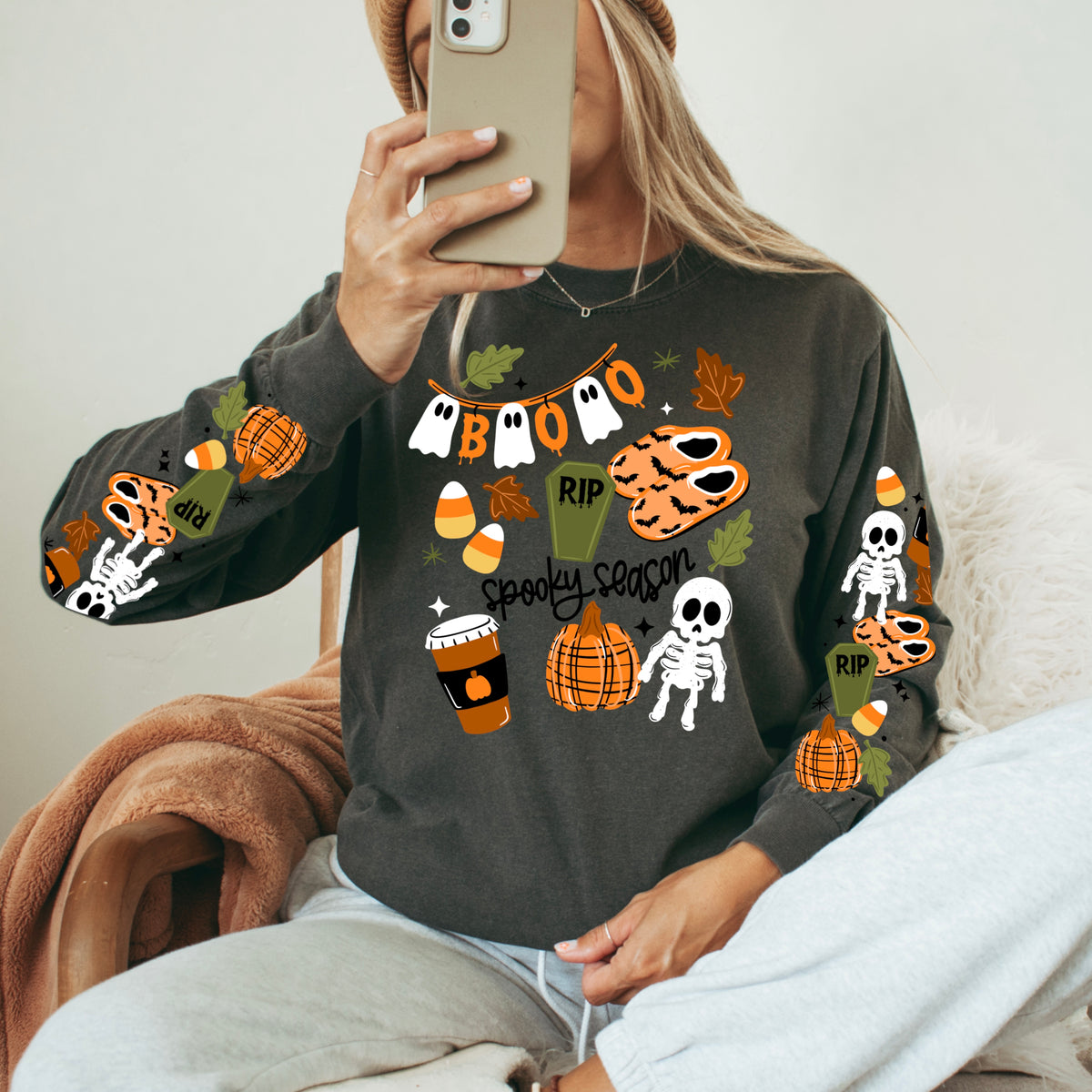 Spooky season green and orange (front only) (CSC) DTF Transfer
