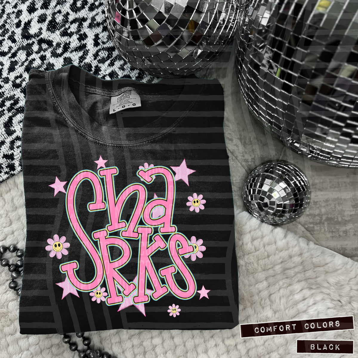 Sharks Pink Flowers And Stars 108033 DTF transfer