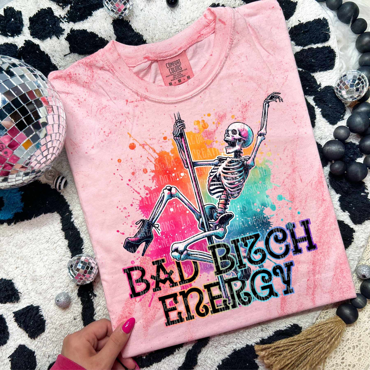 Bad bitch energy pole dancing skellie (LANE) 50882 DTF transfer