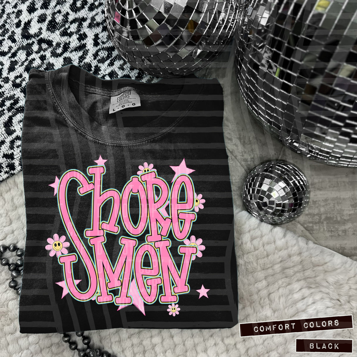 Shoremen Pink Flowers And Stars 108034 DTF transfer