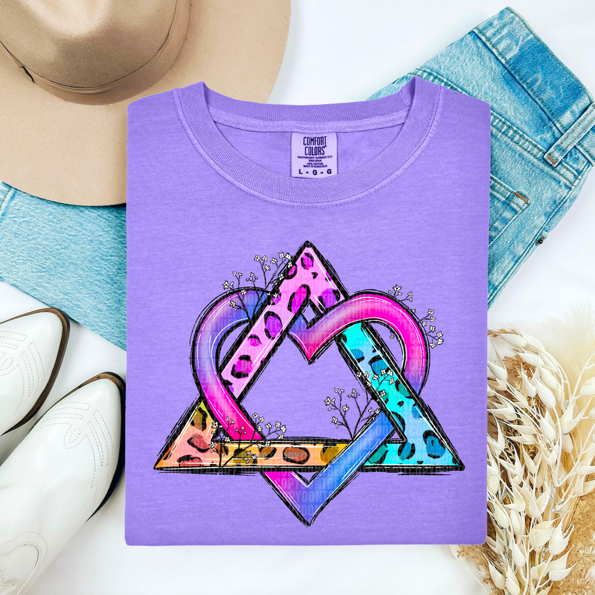 Colorful triangle heart 103731 DTF transfer