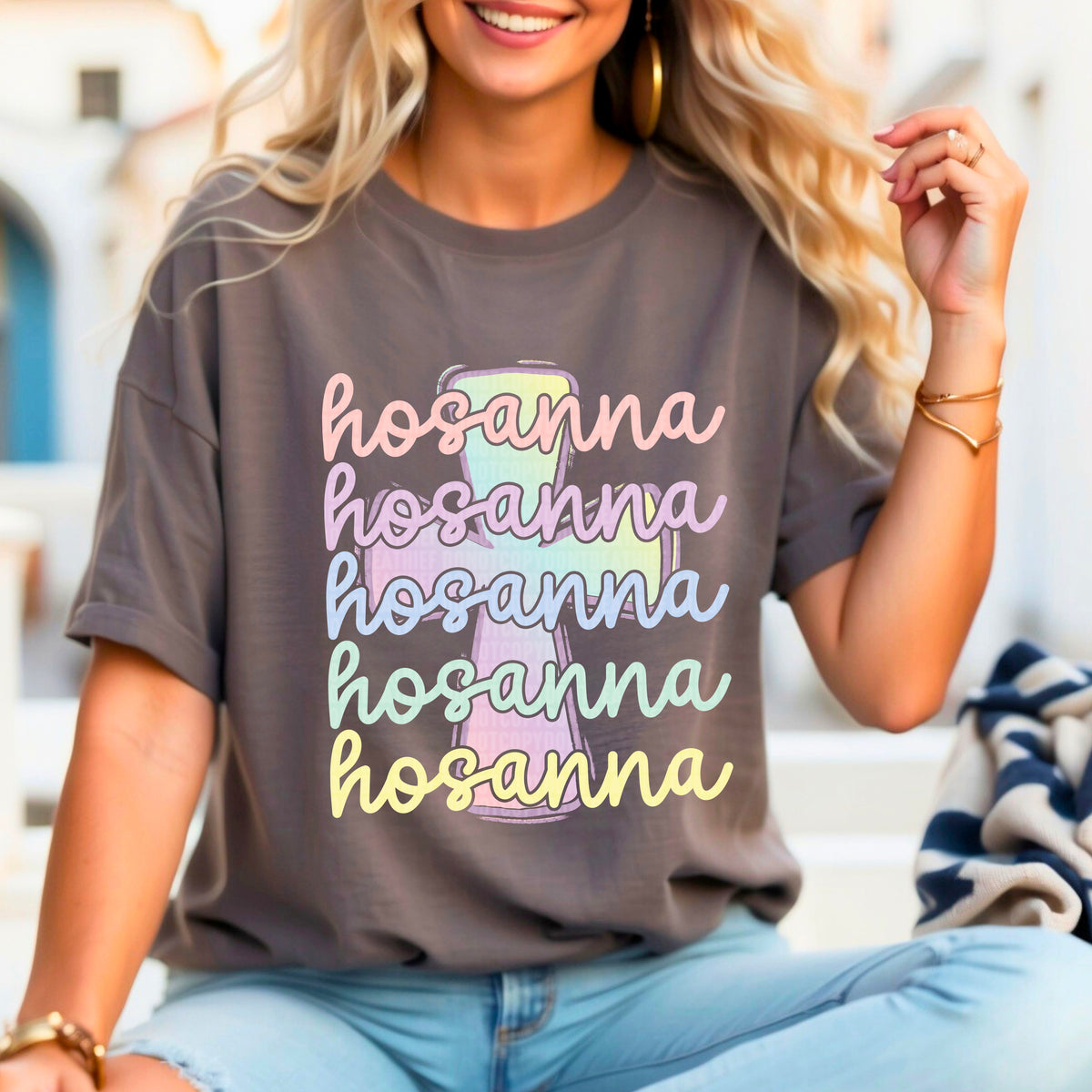 Hosanna stacked pastel 91687 DTF transfer
