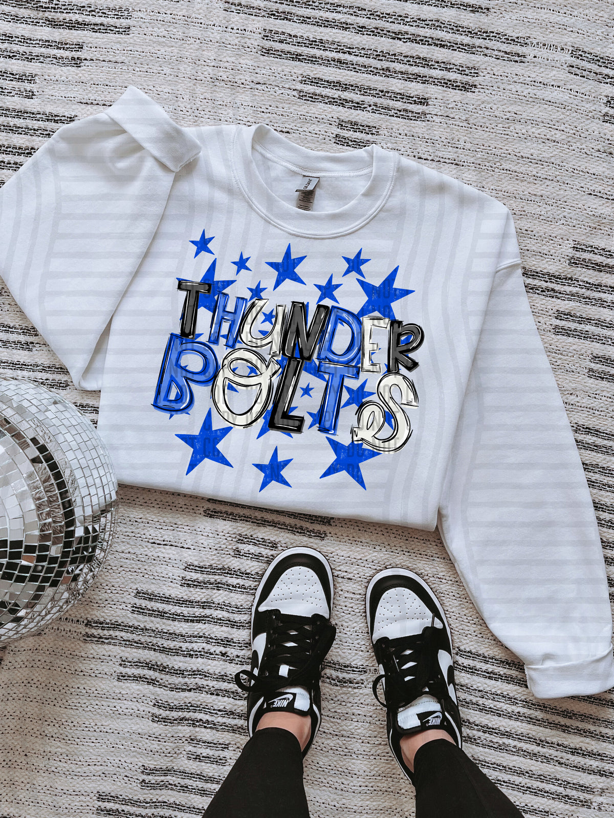 thunder bolts black and blue with blue stars (caplinger) DTF Transfer